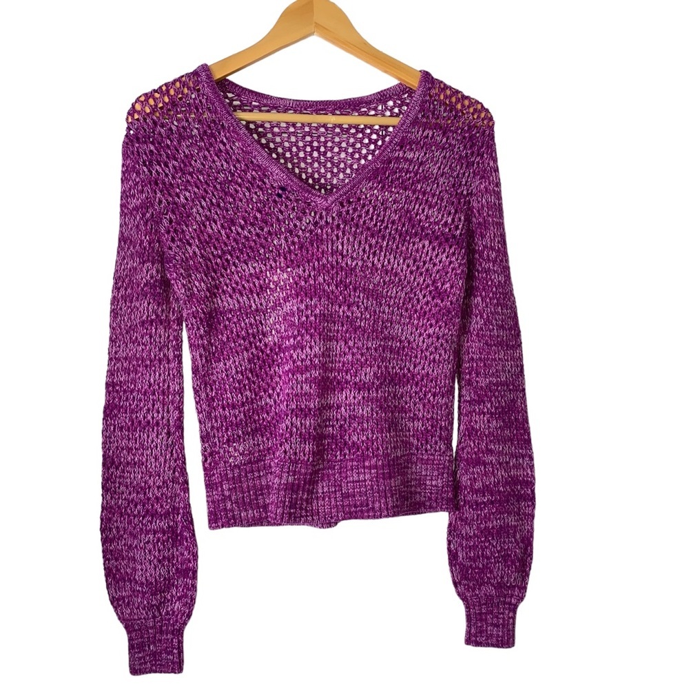 Splendid Sweater Women Size XS Wear it 2 Ways Purple Open Weave NWT *